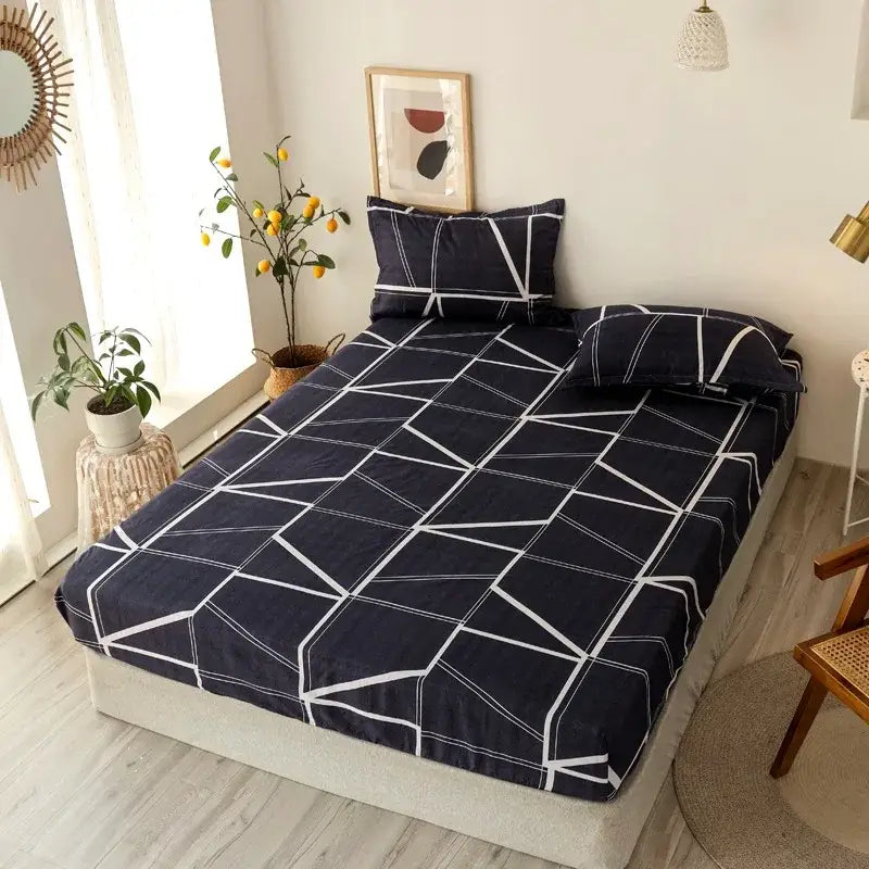 Geometric figure white & gold sheet set bedroom bedding