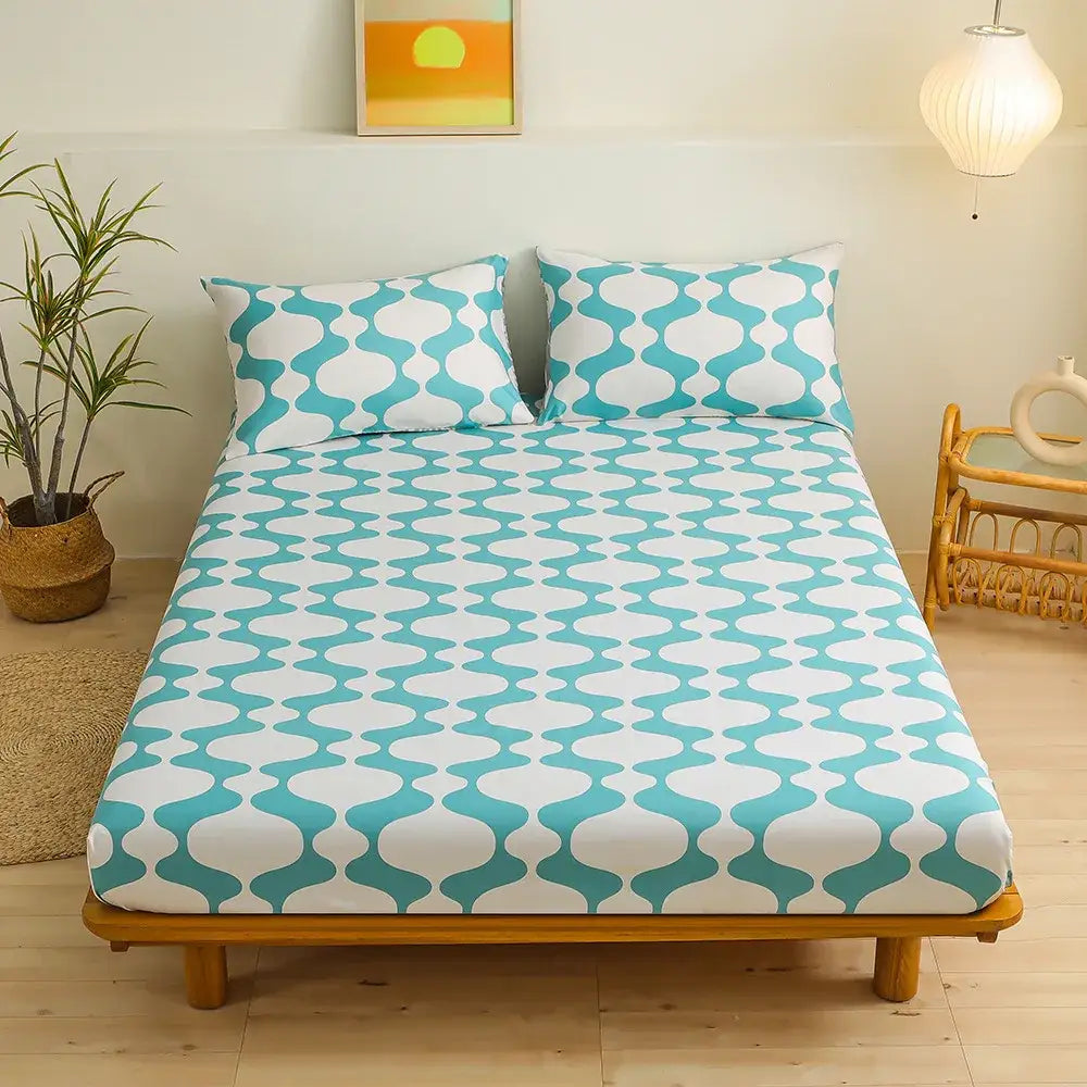 Geometric figure white & gold sheet set bedroom bedding