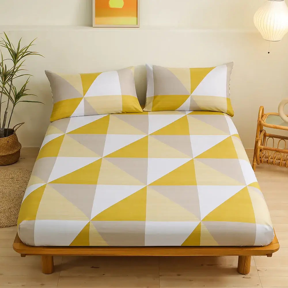 Geometric figure white & gold sheet set bedroom bedding