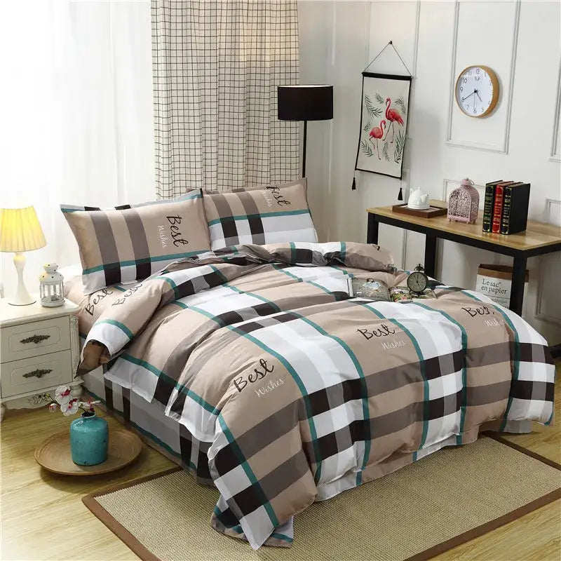 Geometric floral black & white bedding set bedroom duvet cover