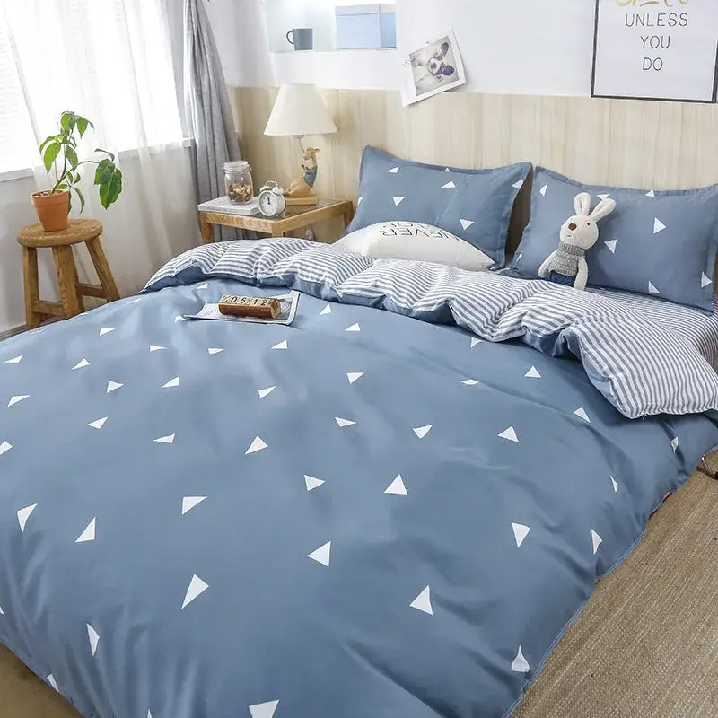 Geometric floral black & white bedding set bedroom duvet cover