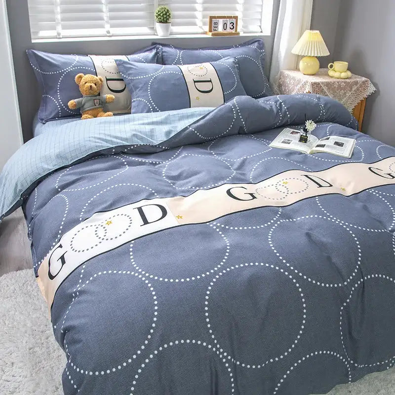 Geometric floral black & white bedding set bedroom duvet cover