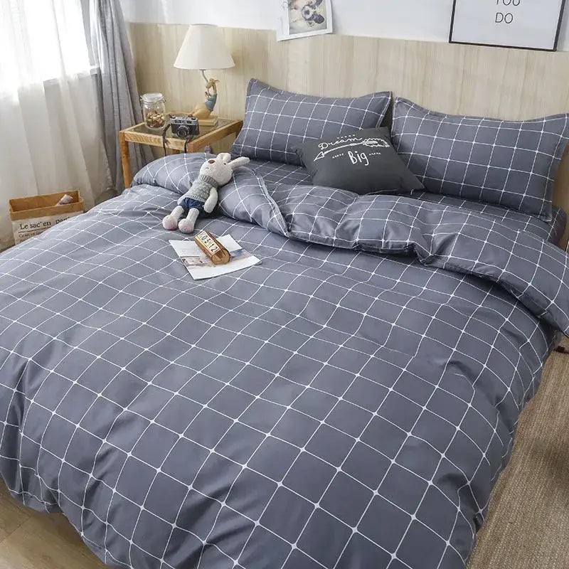 Geometric floral black & white bedding set bedroom duvet cover