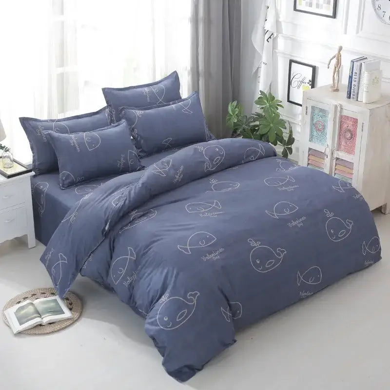 Geometric floral black & white bedding set bedroom duvet cover