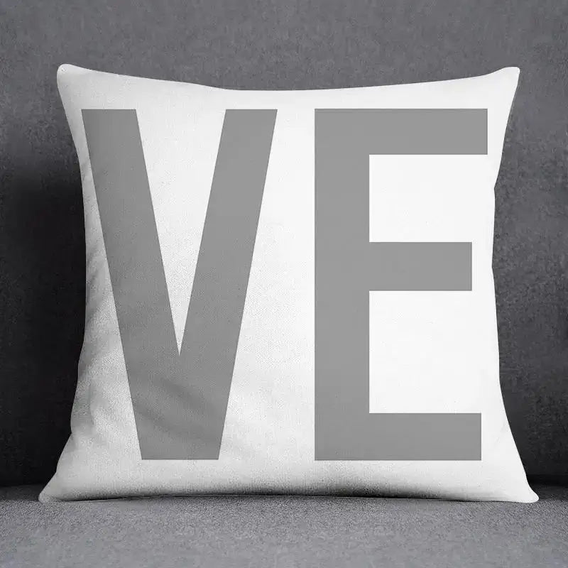Geometric floral print gray & white pillow case living room decor
