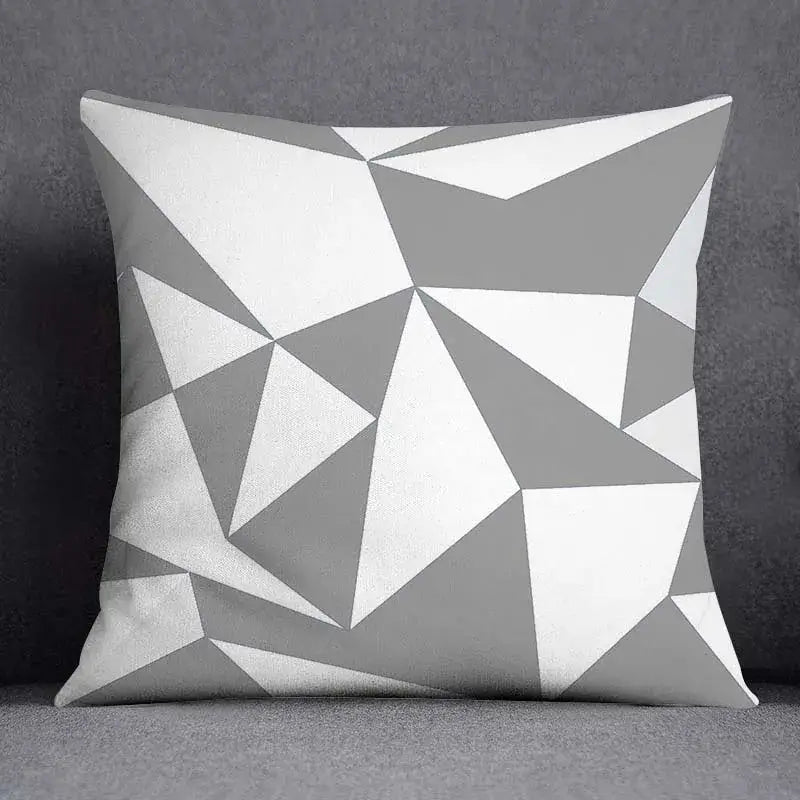 Geometric floral print gray & white pillow case living room decor
