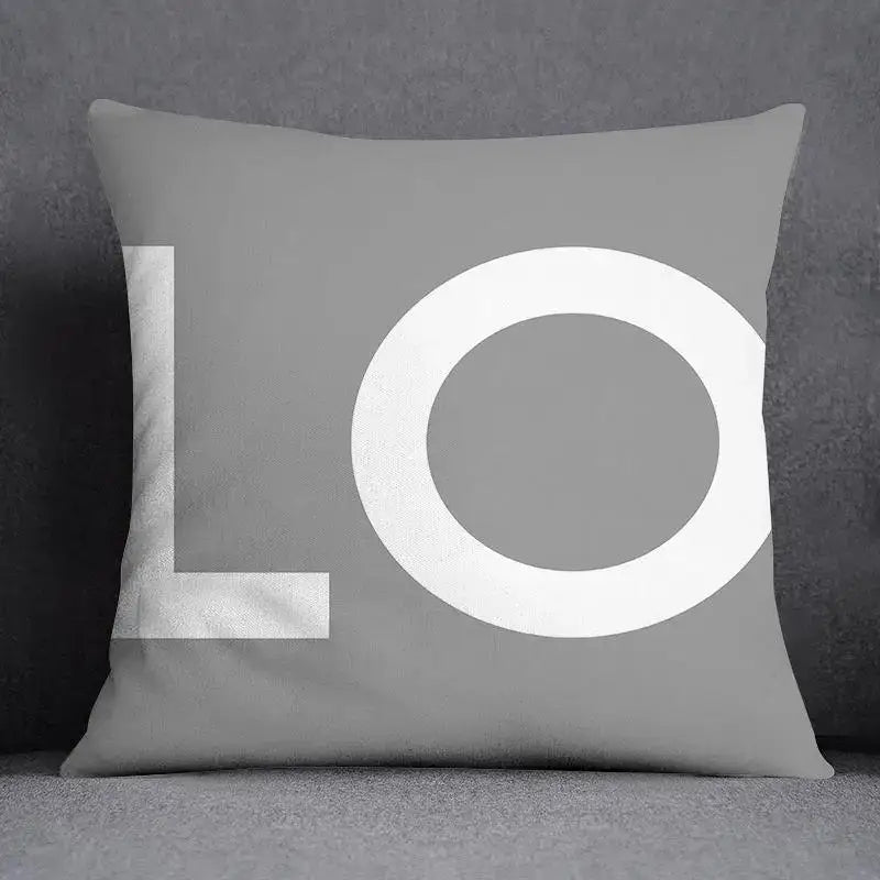 Geometric floral print gray & white pillow case living room decor
