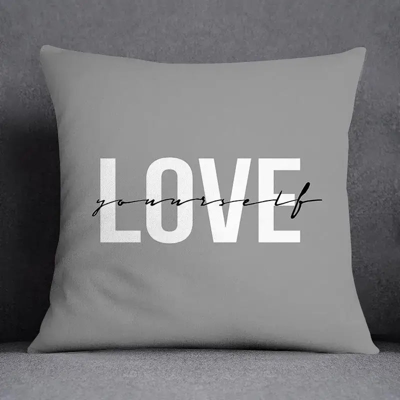 Geometric floral print gray & white pillow case living room decor