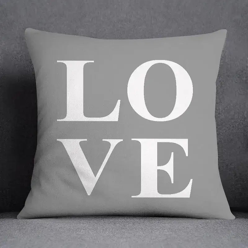 Geometric floral print gray & white pillow case living room decor