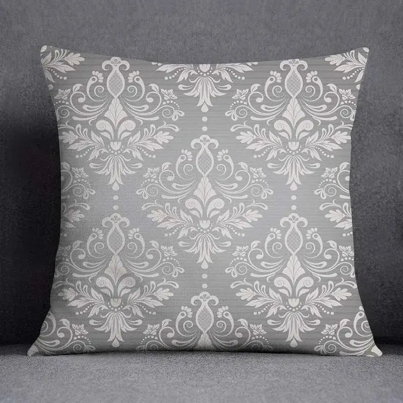 Geometric floral print gray & white pillow case living room decor