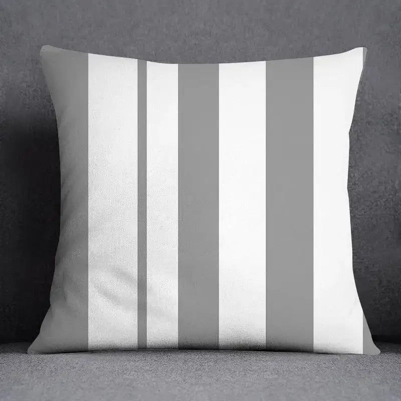Geometric floral print gray & white pillow case living room decor