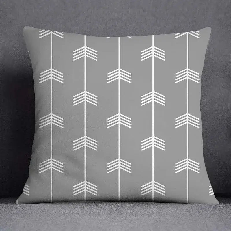 Geometric floral print gray & white pillow case living room decor