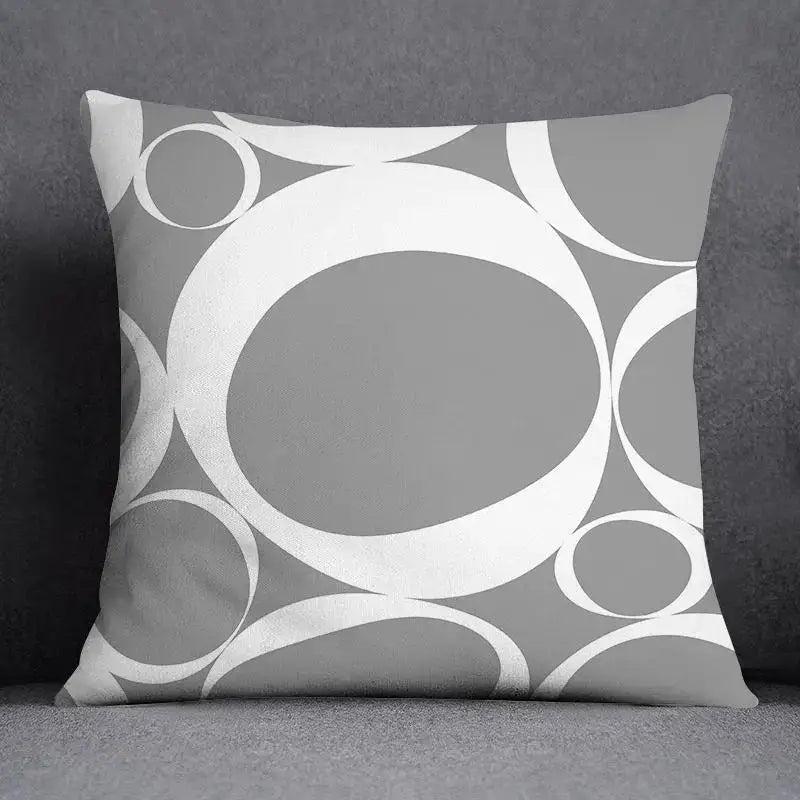 Geometric floral print gray & white pillow case living room decor
