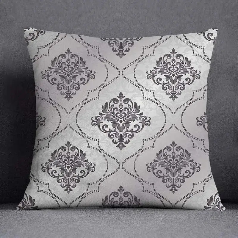 Geometric floral print gray & white pillow case living room decor