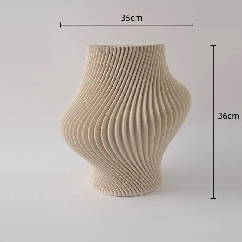 Geometric folding cream and black ceramic vase living room decor