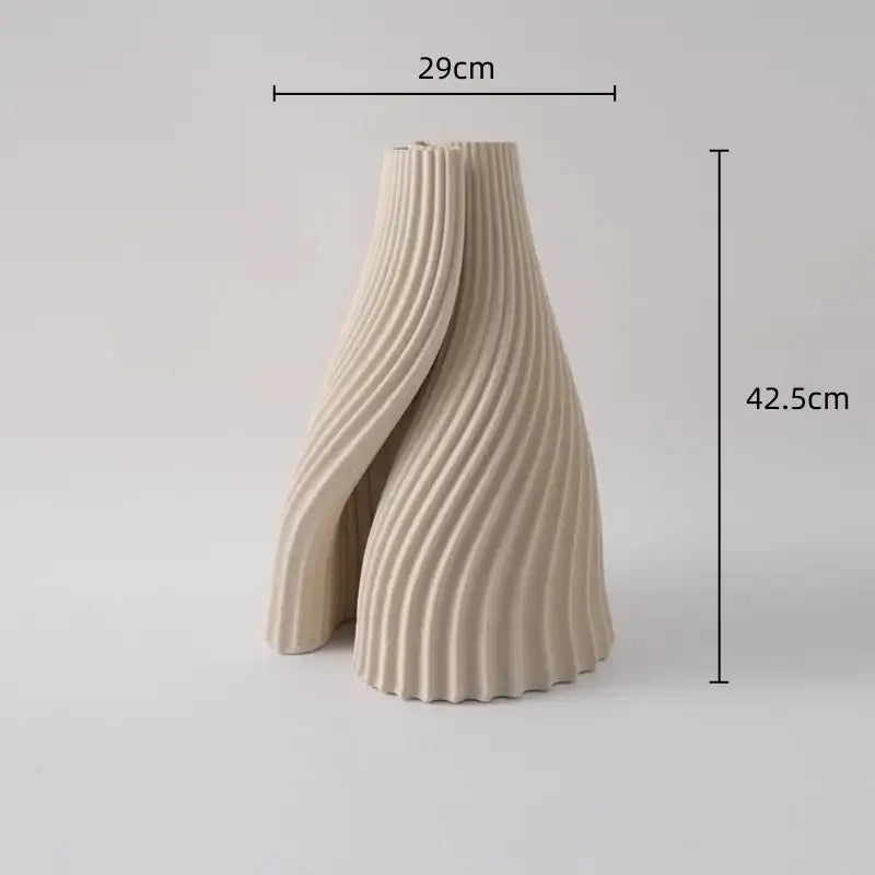 Geometric folding cream and black ceramic vase living room decor