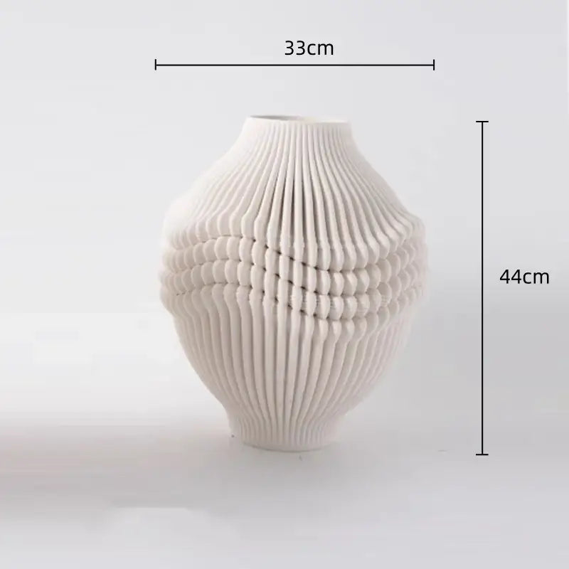 Geometric folding cream and black ceramic vase living room decor