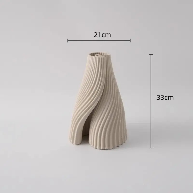 Geometric folding cream and black ceramic vase living room decor