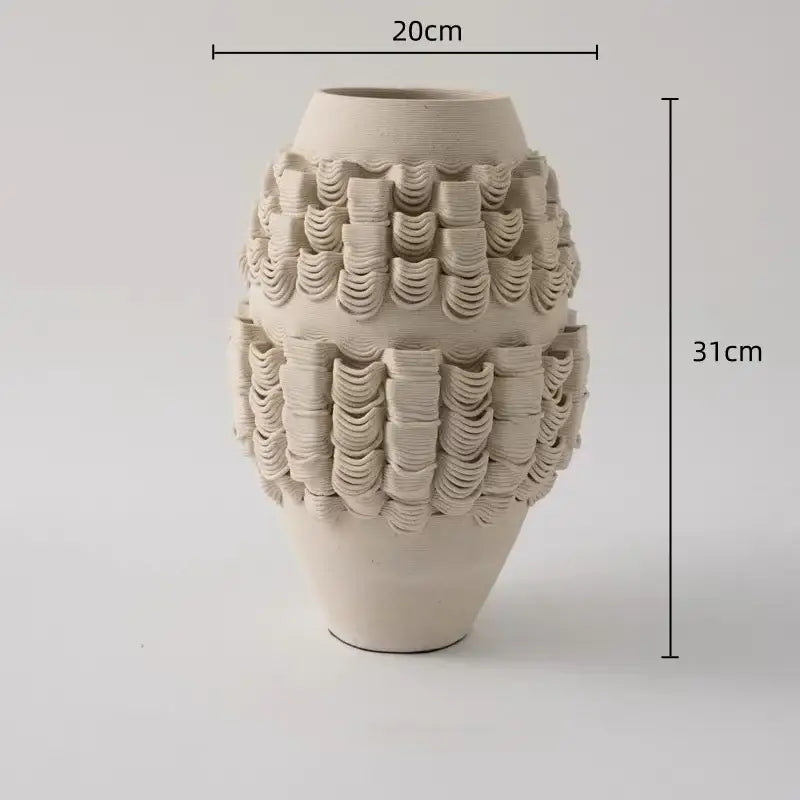 Geometric folding cream and black ceramic vase living room decor