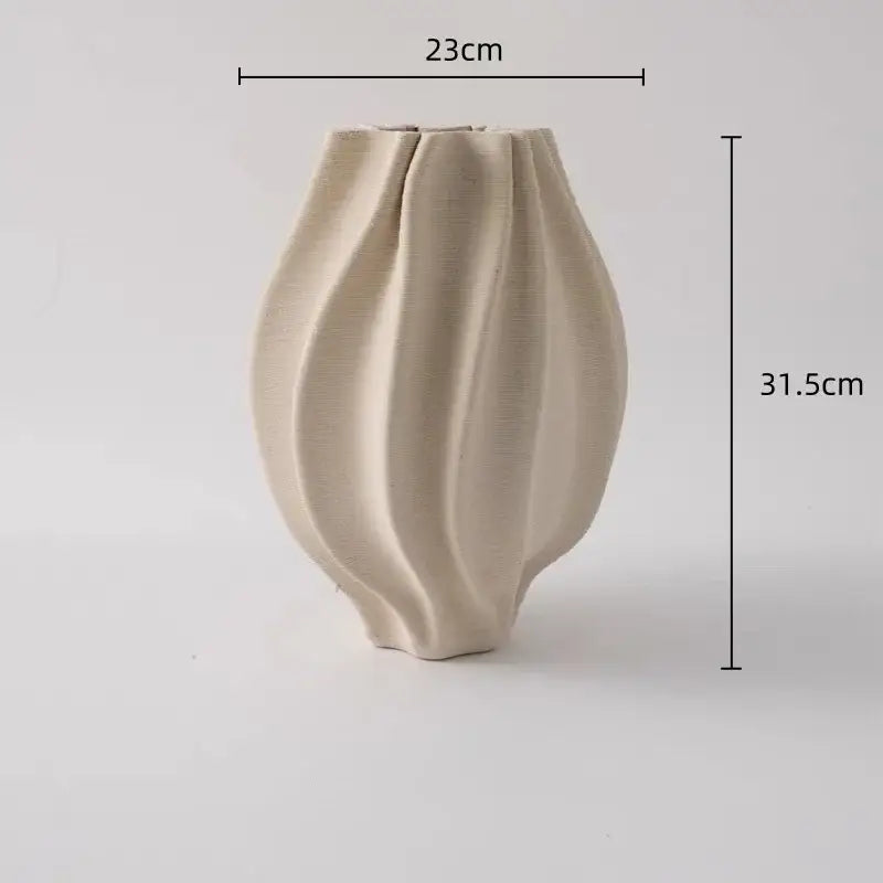 Geometric folding cream and black ceramic vase living room decor