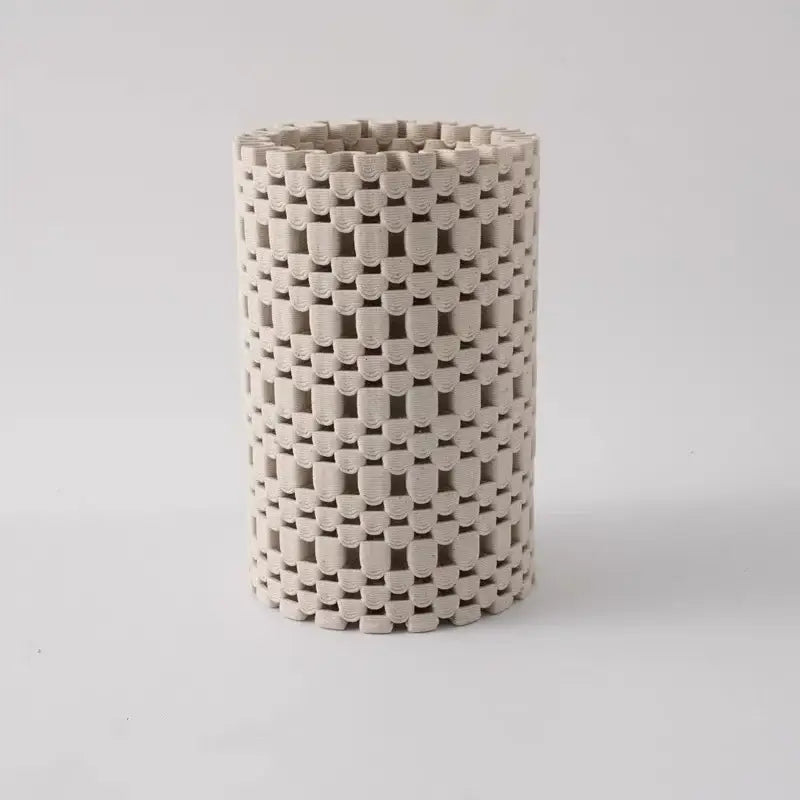 Geometric folding cream and black ceramic vase living room decor