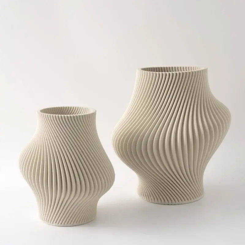 Geometric folding cream and black ceramic vase living room decor