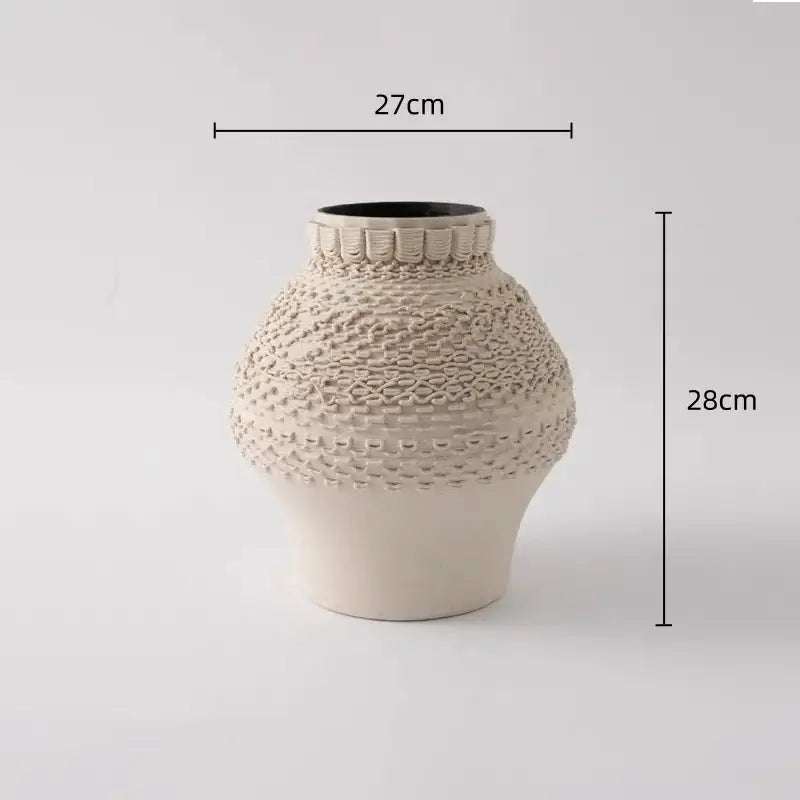 Geometric folding cream and black ceramic vase living room decor