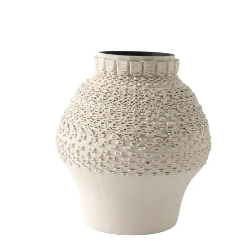 Geometric folding cream and black ceramic vase living room decor