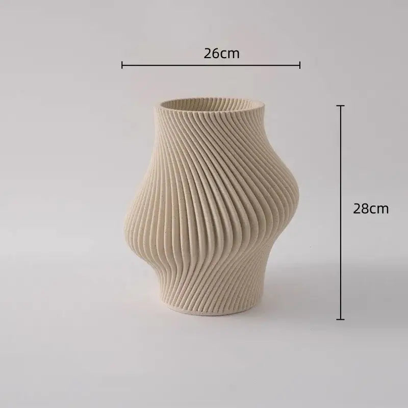 Geometric folding cream and black ceramic vase living room decor