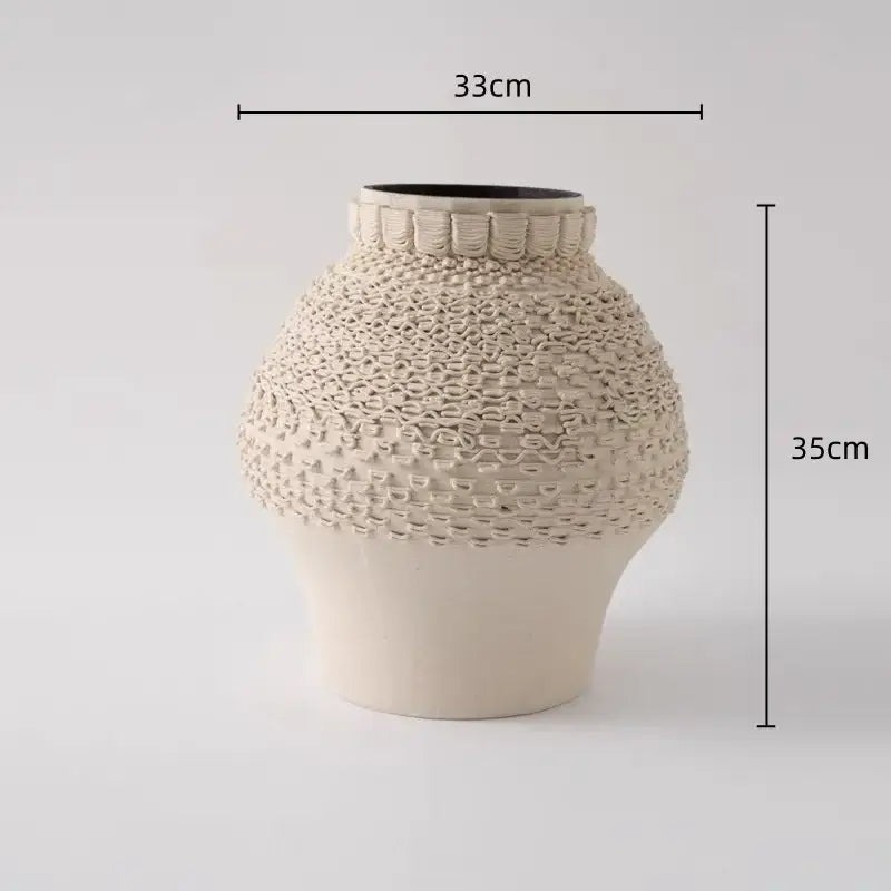 Geometric folding cream and black ceramic vase living room decor