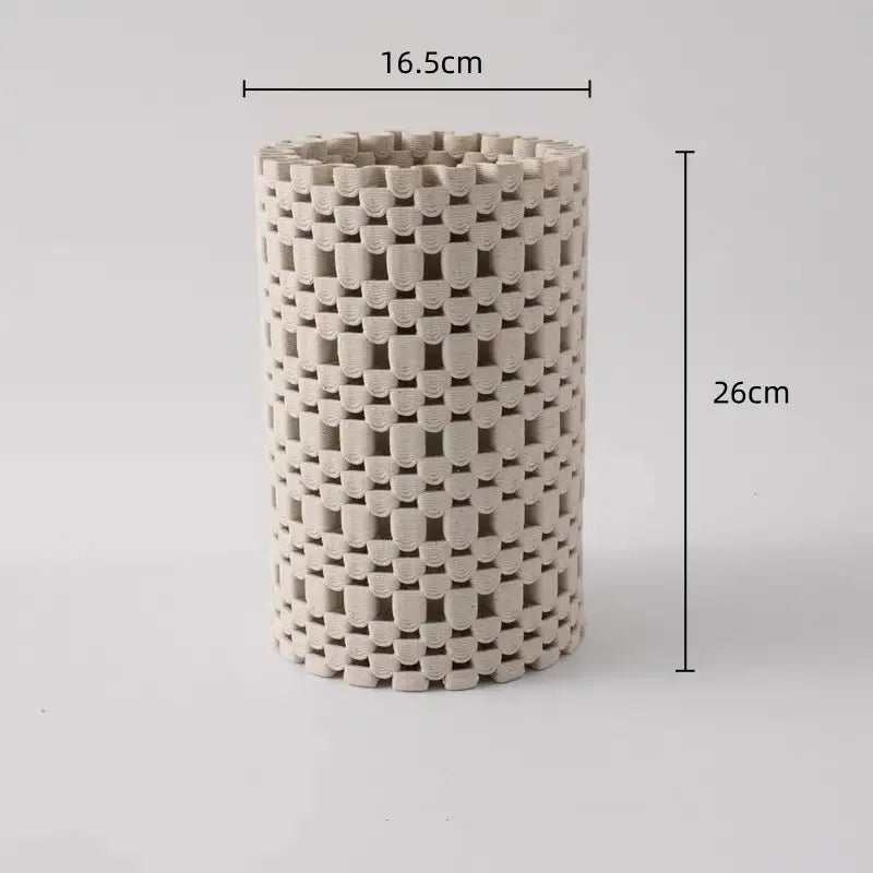 Geometric folding cream and black ceramic vase living room decor