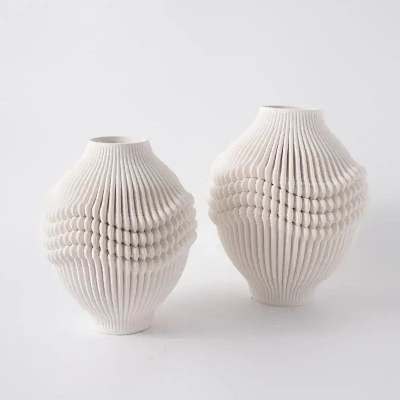 Geometric folding cream and black ceramic vase living room decor