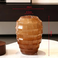 Geometric frosted glass amber vase set – living room decor