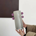 Geometric glass vase with color patches and handles living room decor