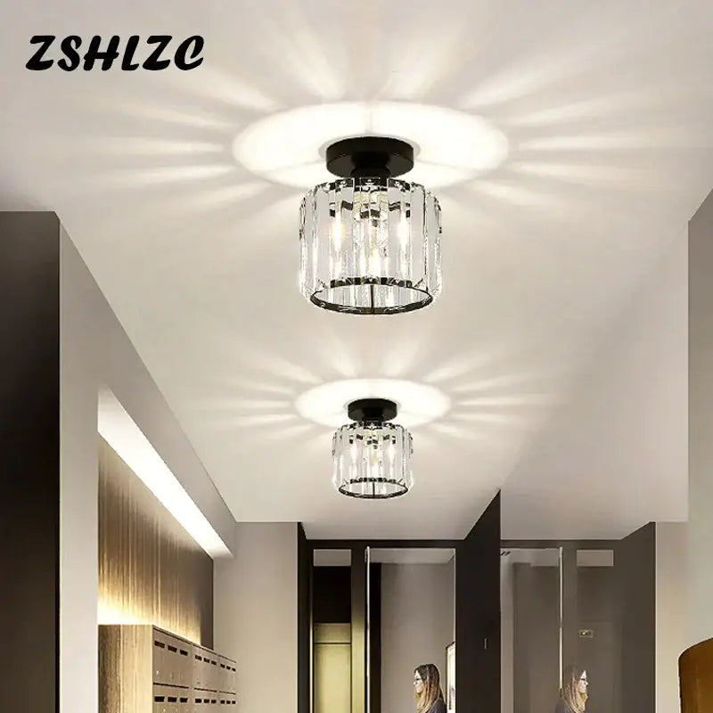 Geometric gold crystal led chandelier living room light