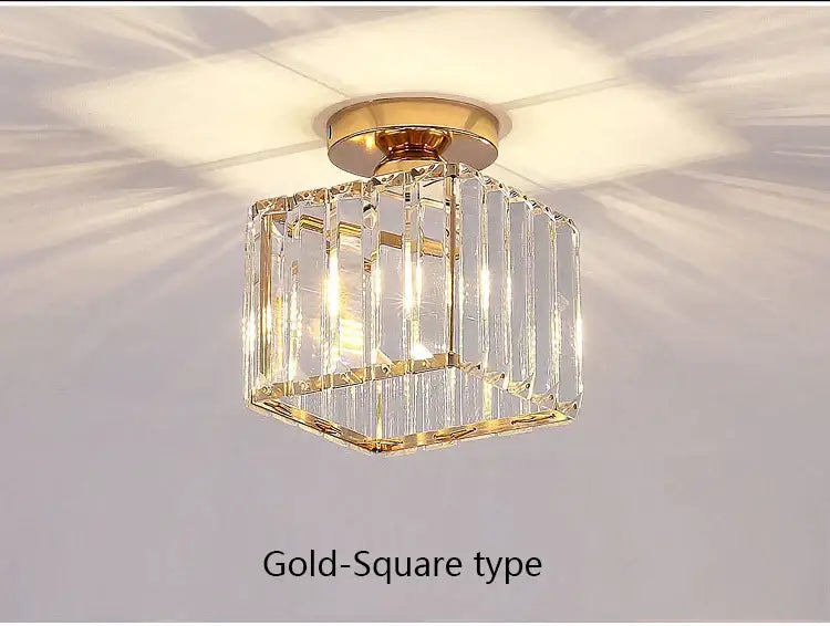 Geometric gold crystal led chandelier living room light