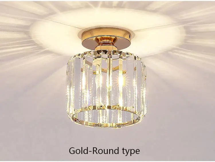 Geometric gold crystal led chandelier living room light