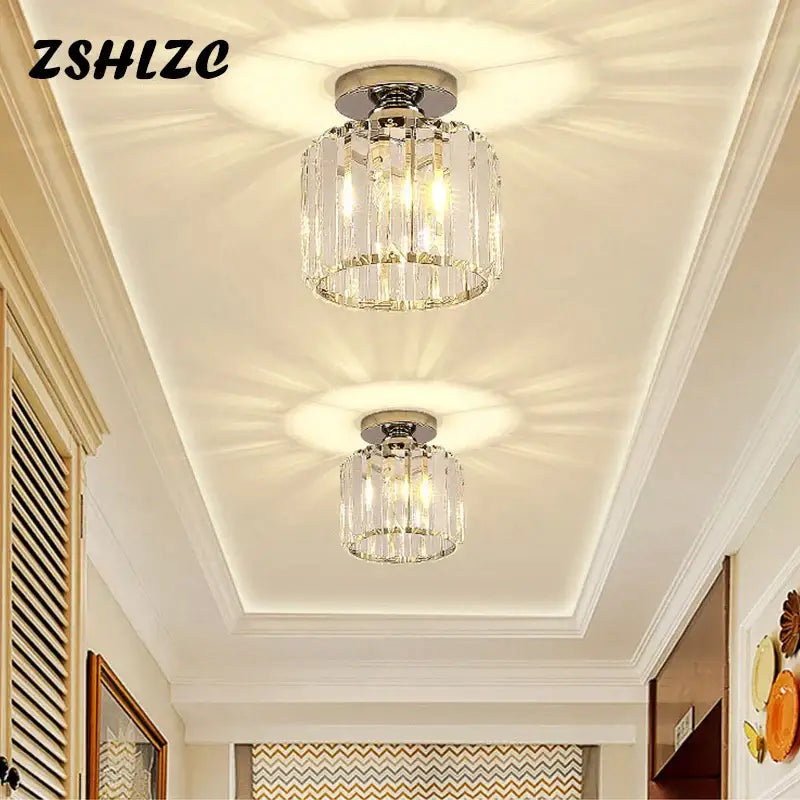 Geometric gold crystal led chandelier living room light