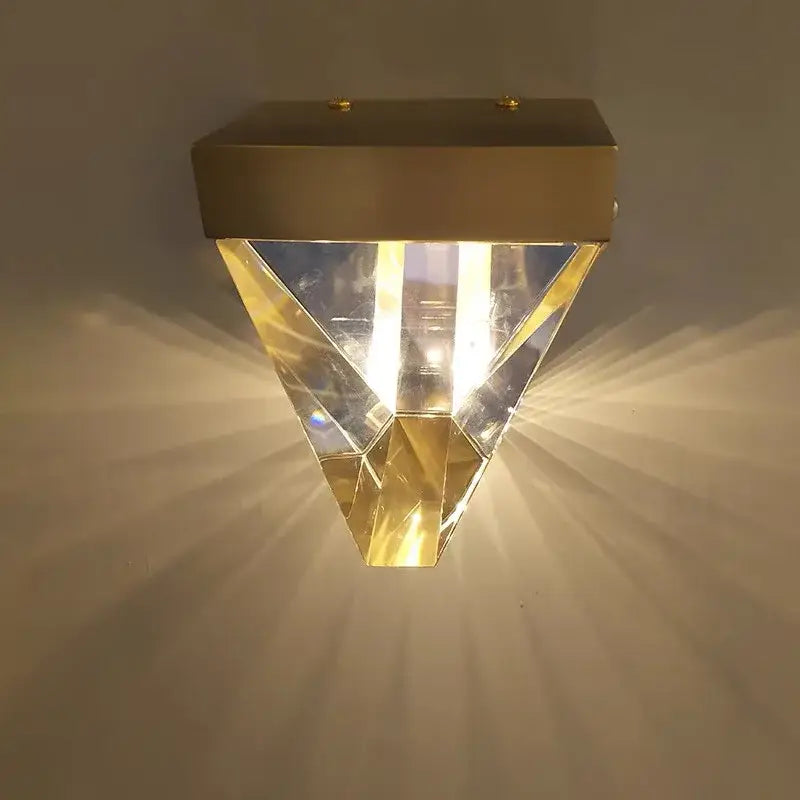 Geometric gold crystal led wall sconce bedroom light
