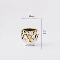 Geometric gold leaf relief ceramic vase white & gold living room decor