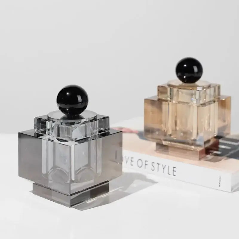 Geometric gold & silver crystal storage jar bedroom jewelry box