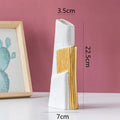 Geometric gold striped white ceramic vase for living room hydroponics