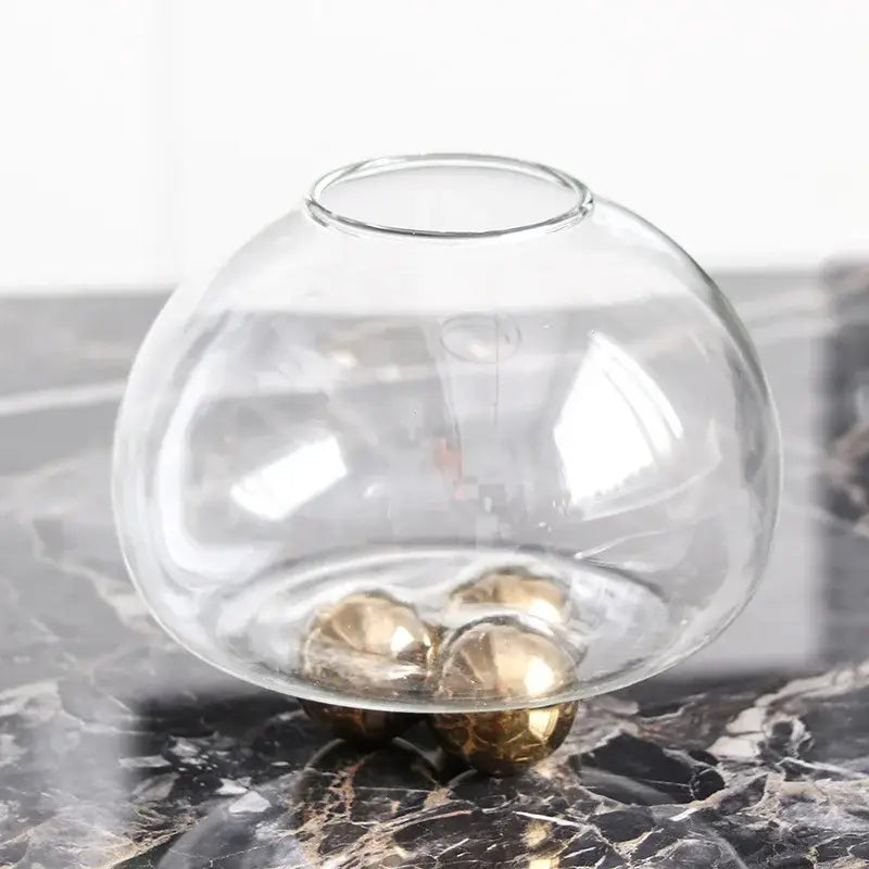 Geometric golden ball glass vase living room floral decor