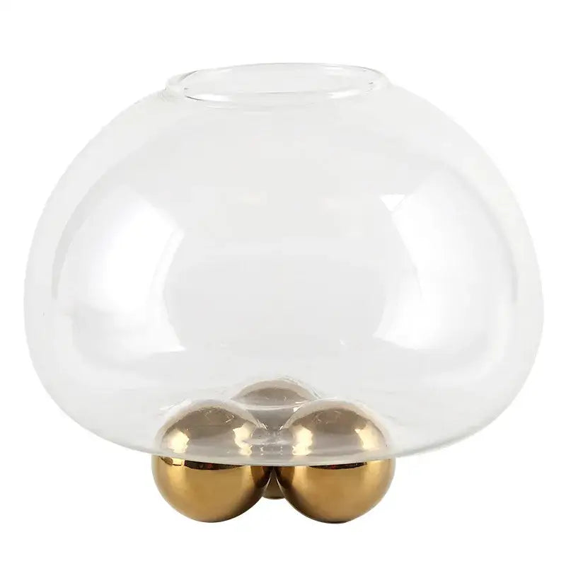 Geometric golden ball glass vase living room floral decor