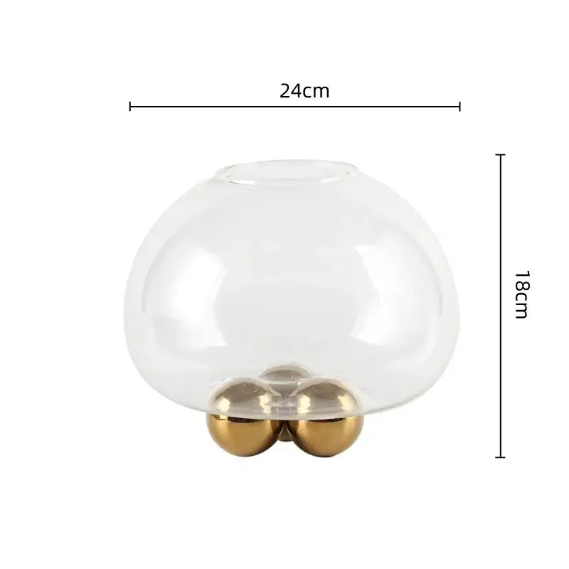 Geometric golden ball glass vase living room floral decor