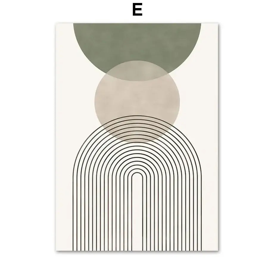 Abstract geometric leaves canvas wall art olive & pink living room