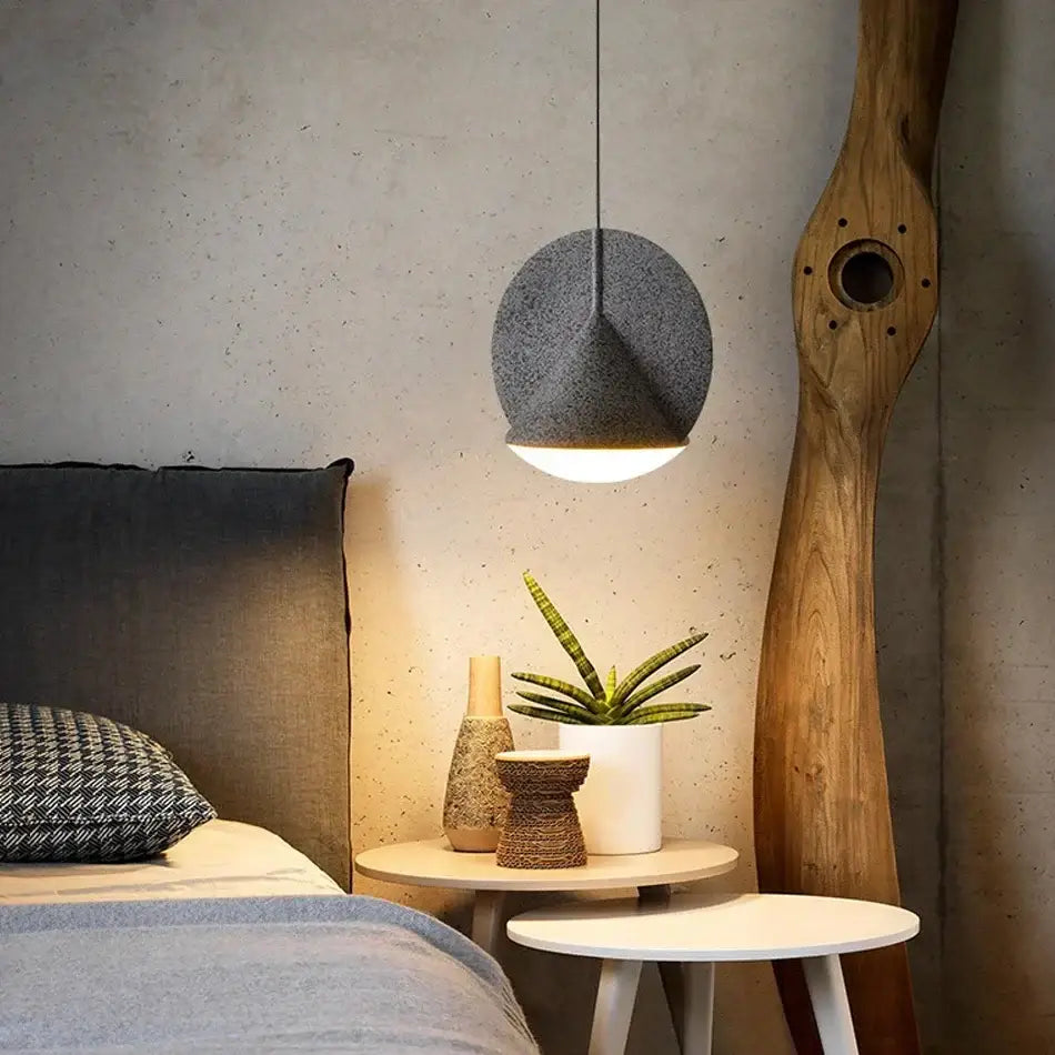 Geometric matte copper & charcoal gray pendant lamp kitchen decor