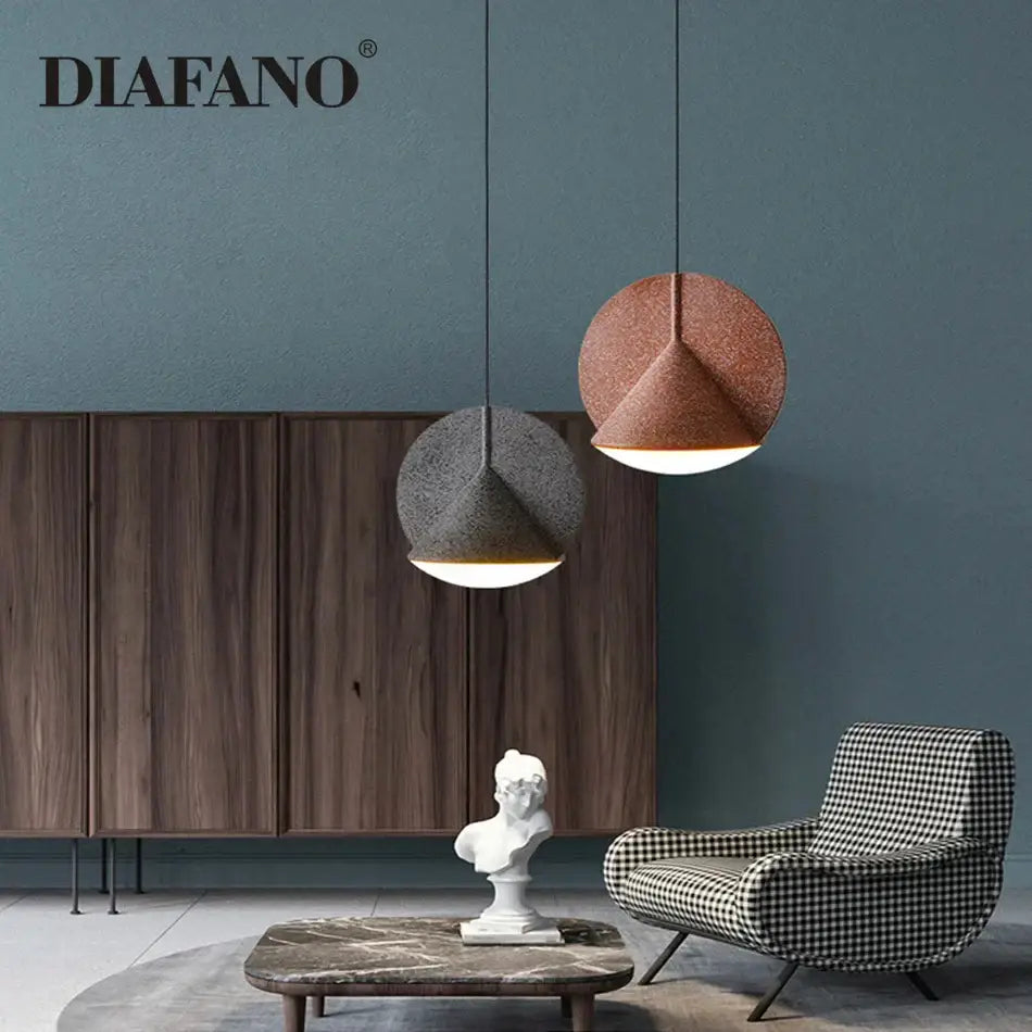 Geometric matte copper & charcoal gray pendant lamp kitchen decor