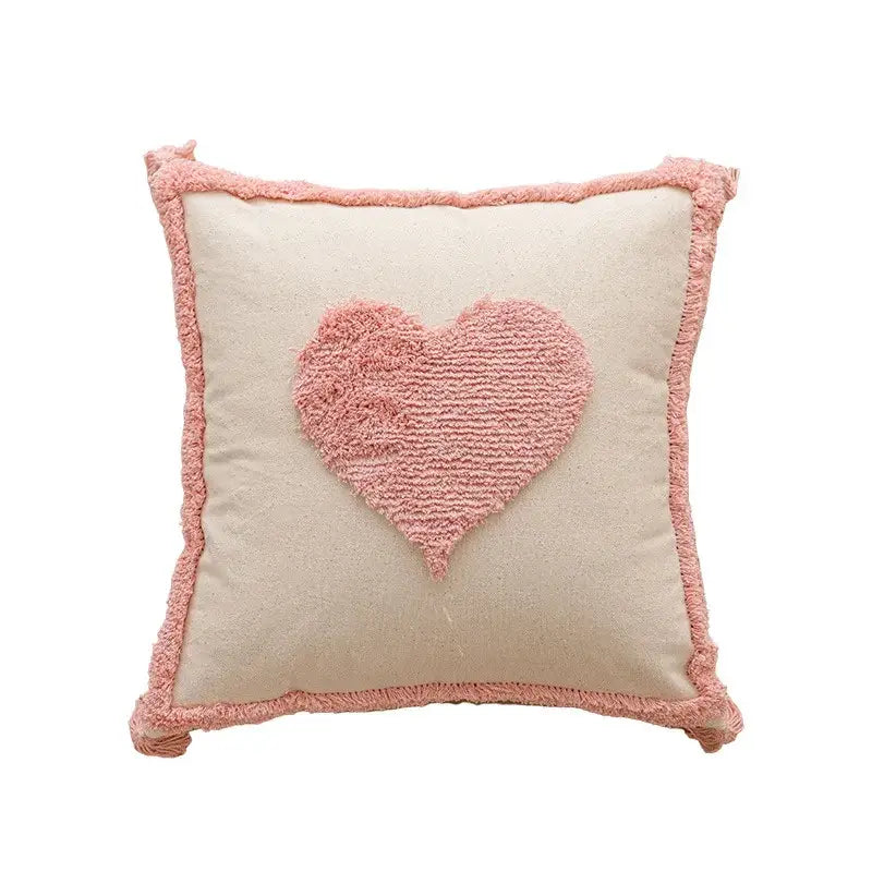 Geometric pink & white embroidered pillow covers living room decor