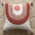Geometric pink & white embroidered pillow covers living room decor